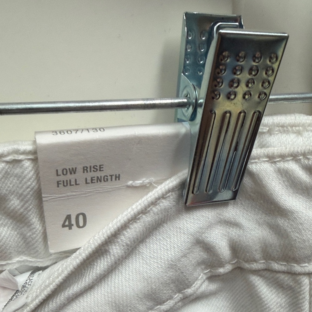 Zara low rise White Wide Leg Jeans pants summer full length 8 - Picture 8 of 8